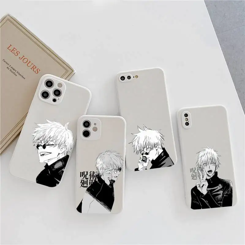 

Anime Jujutsu Kaisen Gojo Satoru Phone Case Candy Color for iPhone 6 7 8 11 12 s mini pro X XS XR MAX Plus