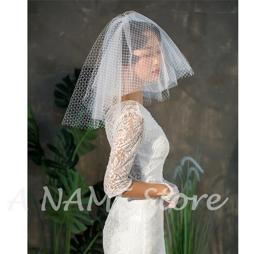 Короткие Свадебные фаты для невест невесты с расческой Румяна 4 слоями белого