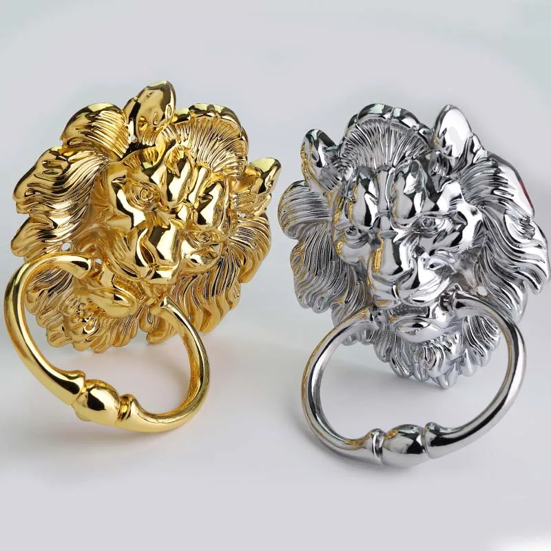 

160mm Retro Style Bright Chrome Big Lion Head Drop Ring Silver Gold Wood Chair Sofa Door Pull Handle Knob Bronze Antique Brass
