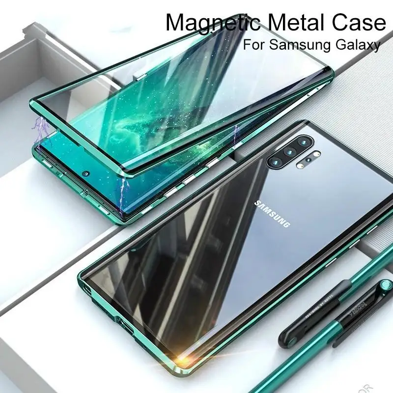 

DoubleSided Magnetic Metal Case For Samsung S21 S20 FE S10 S9 S8 Note 20 Ultra 10 Plus 9 8 A72 A71 A51 A50 A32 A31 M31 A12 Cover