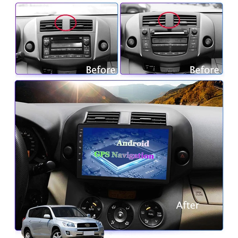 

9 Inch Android 10 HD Car MP5 Player Stereo Radio Wifi Bluetooth GPS Navigation for Toyota RAV4 2007-2011