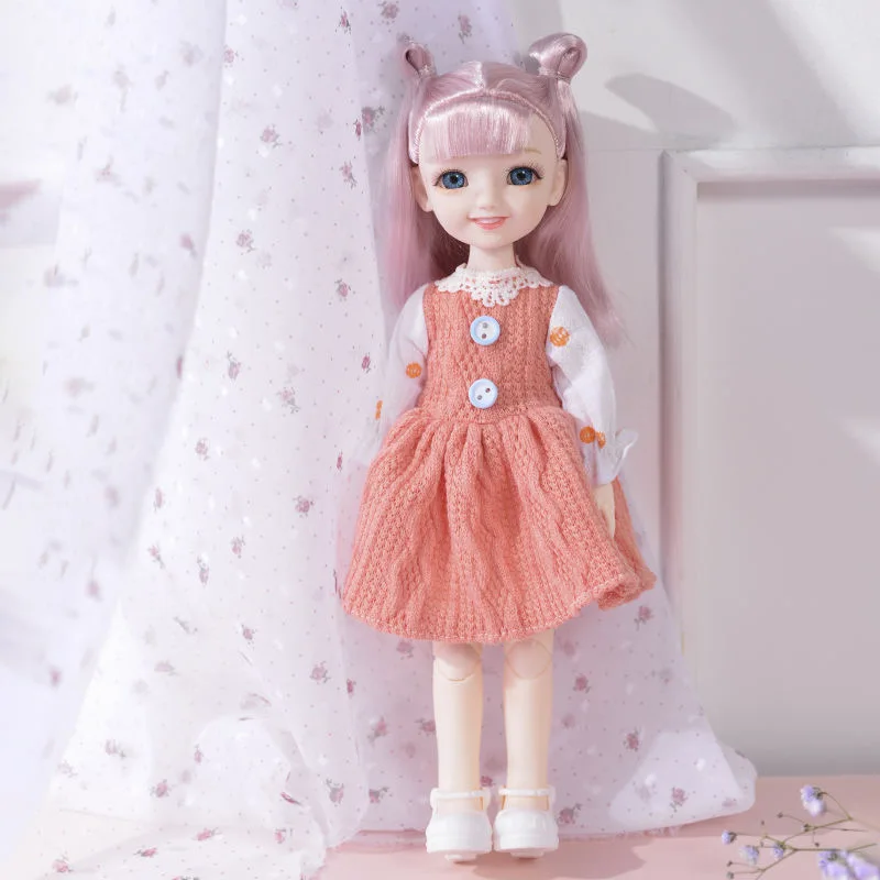 

1/6 BJD Doll 30CM Ball Jointed Kit Full Set With Fashion Clothes Soft Wig Cute Smile Blue Eyes Make Up DIY Toys For Girl Gift