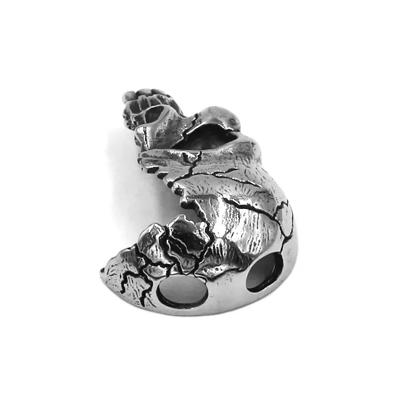 Rock Punk Skull Pendant Stainless Steel Necklace Broken Damaged Half Face Biker Mens SWP0525A | Украшения и аксессуары