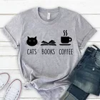 Женская футболка из 100% чистого хлопка, футболка с принтом книги, кофейного цвета, женская футболка с коротким рукавом, женские топы, одежда, рубашки