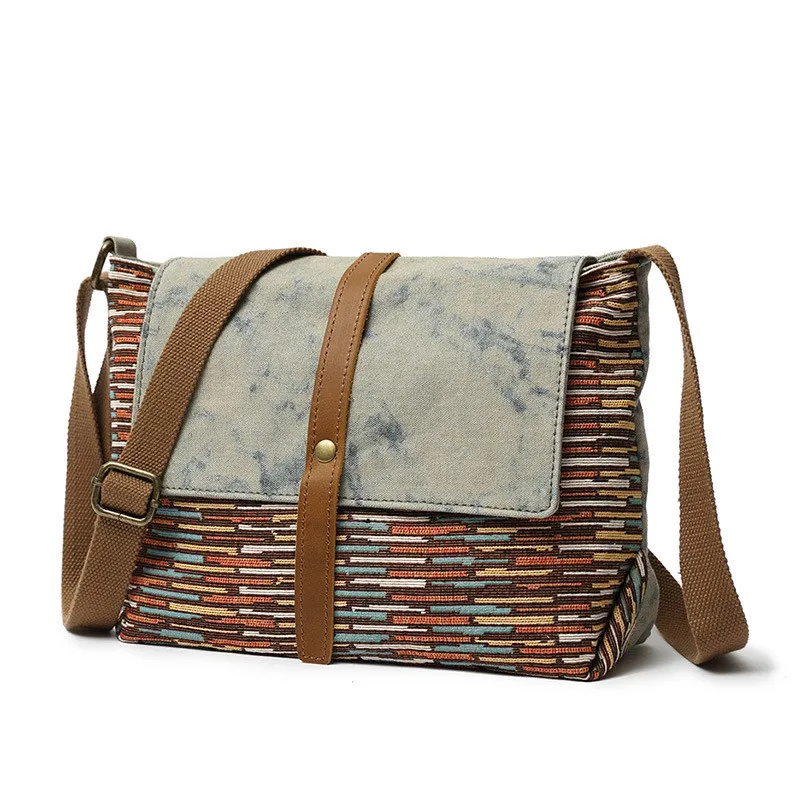 Сумка-мессенджер Мужская холщовая в стиле милитари винтажная Сумочка этническом
