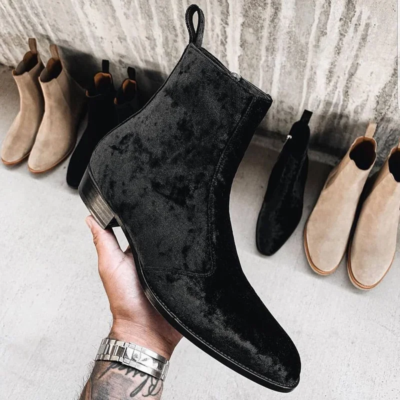 

Men's Handmade High-quality Suede Black Classic Chelsea Boots Fashion Everyday All-match Business Casual Ankle Boots ZQ0061