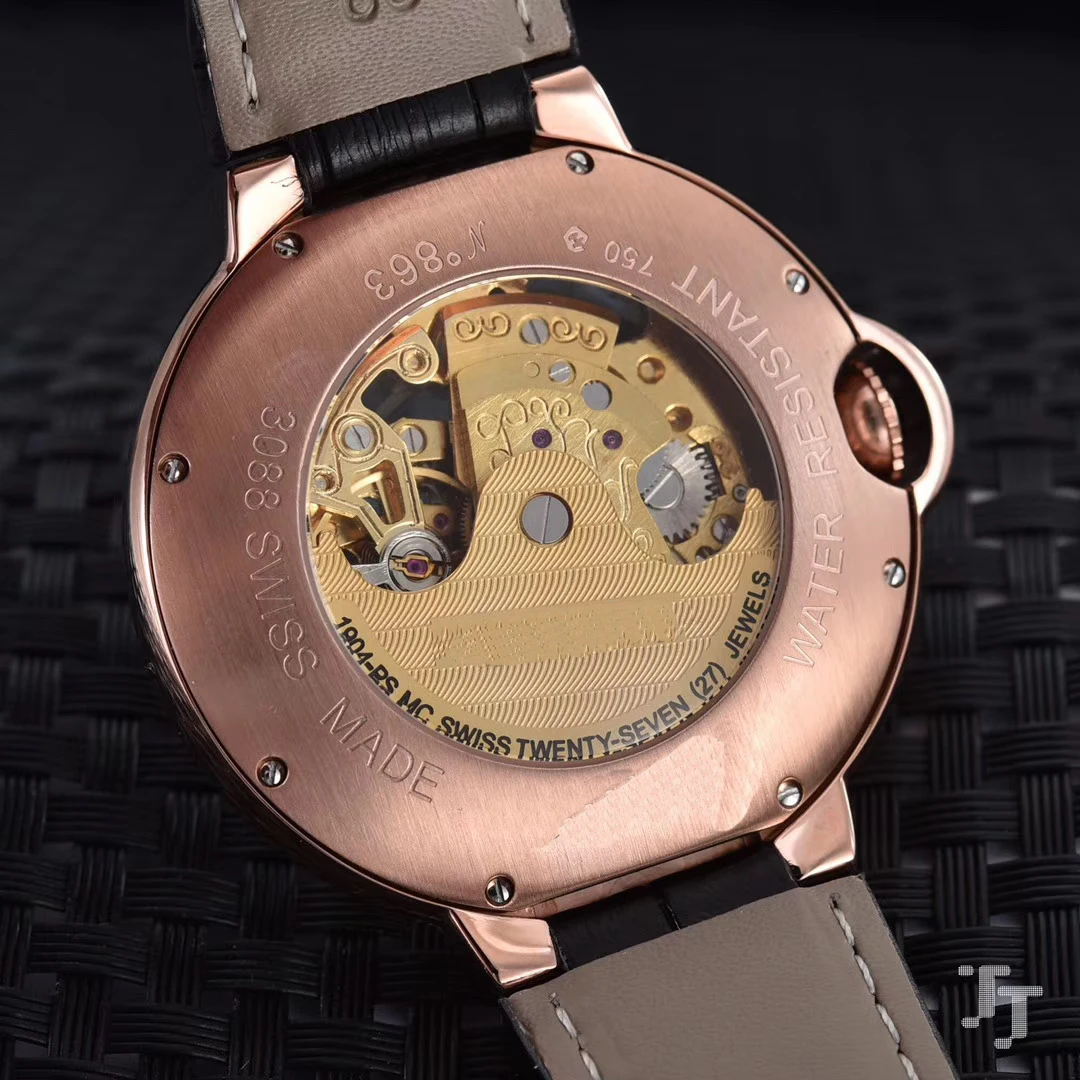 

Luxury Brand New Men Rose Gold Automatic Mechanical Diamonds Tourbillon Skeleton Stainless Steel Rome Black Brown Leather Watch