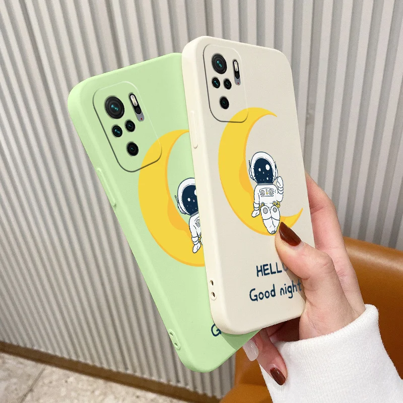 

Moon Astronaut Silicone Case For Xiaomi Redmi Note 10 10S 9T 9 8 7 Pro Max Redmi 9 9A 9T K40 K30 K20 Pro Shockproof Phone Cover