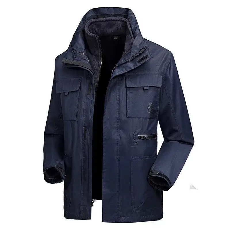 

Autumn And Winter New Style Three-in-One Outdoor Waterproof Breathable Plus-size Mountaineering Men's Two Piece Set Raincoat