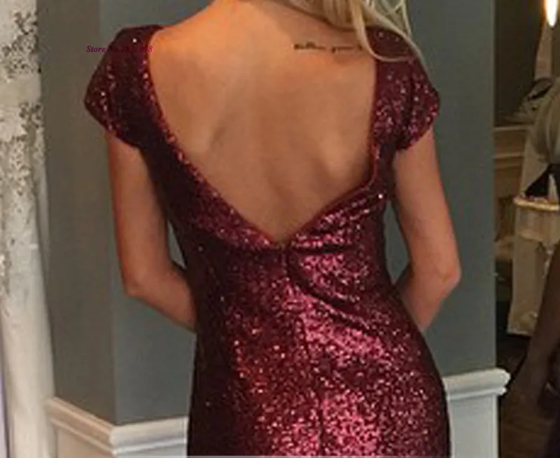 Женское вечернее платье-русалка Бордовое платье с блестками длинным рукавом и