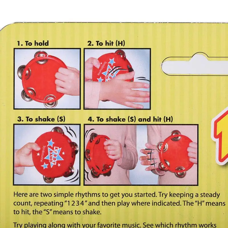 

Cute Baby Kids Musical Educational Tambourine Beat Instrument Educational Fun Hand Bell Clap Drum For Baby Kids Toy And Gift