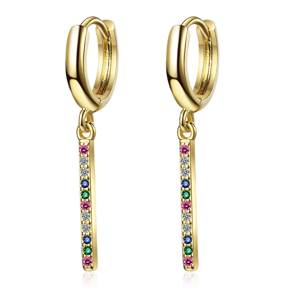 

925 Sterling Silver 2021 New Women's Fashion Jewelry High Quality Colored Crystal Zircon Simple Long Tassel Earrings