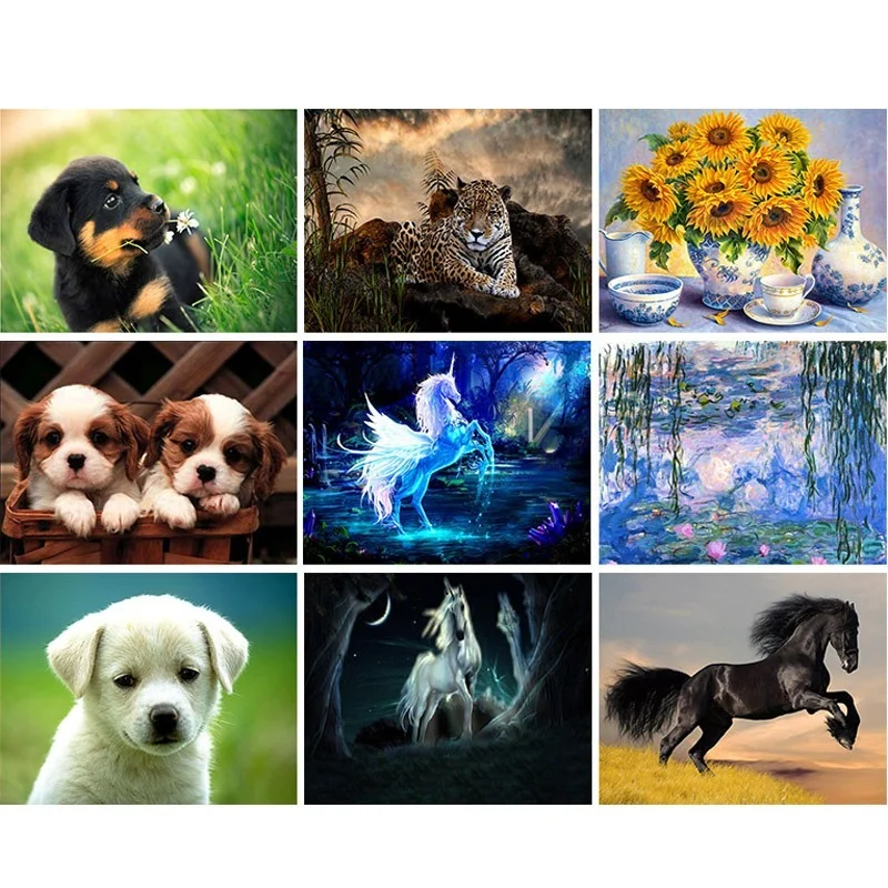 

Diy 5D Character Landscape Animal Diamond Painting Cross Ctitch Kit 20 Pattern Wall Sticker Mosaic Diamond Embroidery Painting