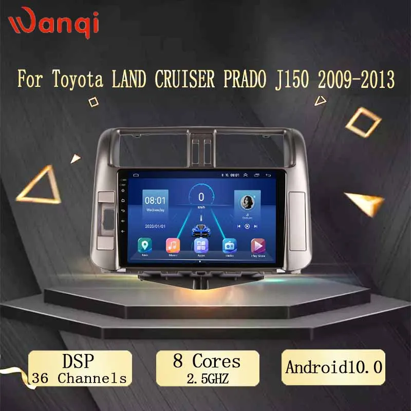 Автомагнитола мультимедийный видеоплеер 2 Din Wanqi 10 0 с навигацией AHD DSP GPS для Toyota LAND