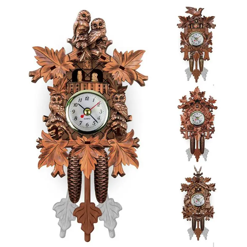 Vintage Home Decorative Bird Wall Clock Hanging Wood Cuckoo Living Room Pendulum Craft Art For New House (brow | Дом и сад