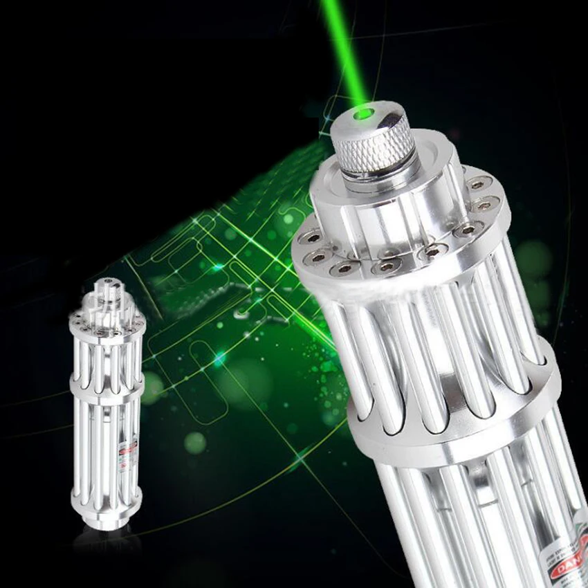 Алюминиевая Зеленая лазерная указка Серебряная 8000 м зеленая регулируемый луч