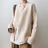 new korean unique loose knitted sweater women spring long sleeve sweater cardigan button simple tide ladies autumn outer wear