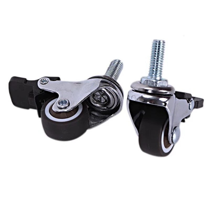 4 шт. Мини Маленькие ролики 1 дюймов M8X15Mm Tpe бесшумные колеса с тормозом