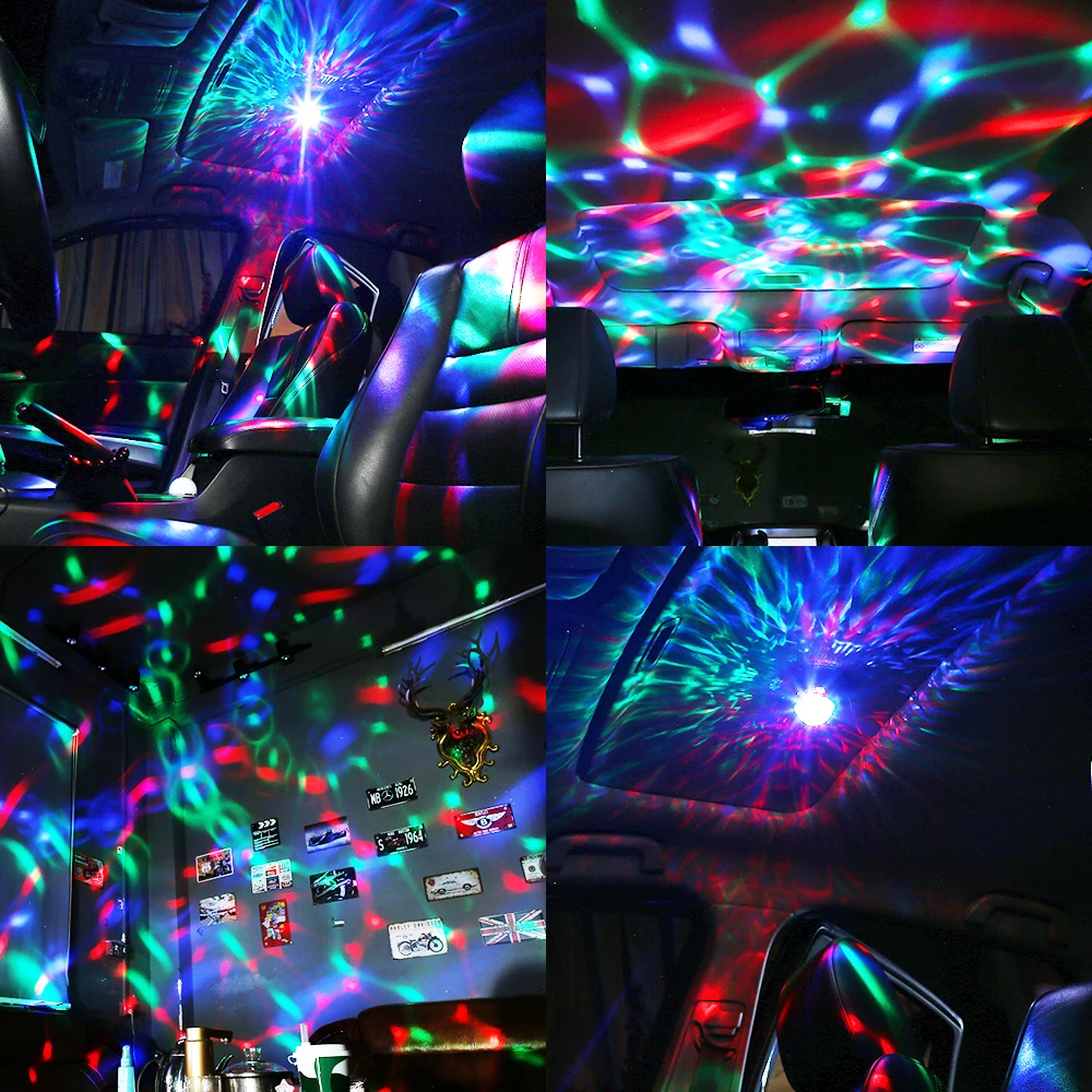 

LED Auto Lamp USB Ambient Light DJ RGB Colorful Car Interior Atmosphere Lamp For Party Karaoke Music Contral Decoration Light
