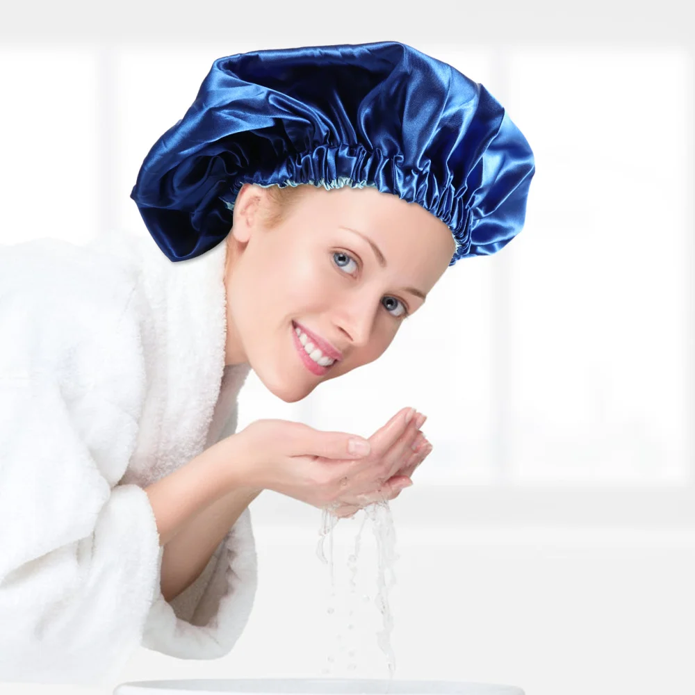 

Breathable Elastic Night Sleeping Cap Satin Hair Care Spa Hat Hair Wrap