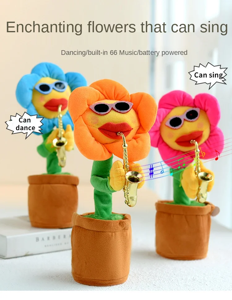 

Электрическая плюшевая кукла в виде подсолнуха, 120 песен, саксофона, танцев, искусственное пение, мягкая плюшевая игрушка для детей