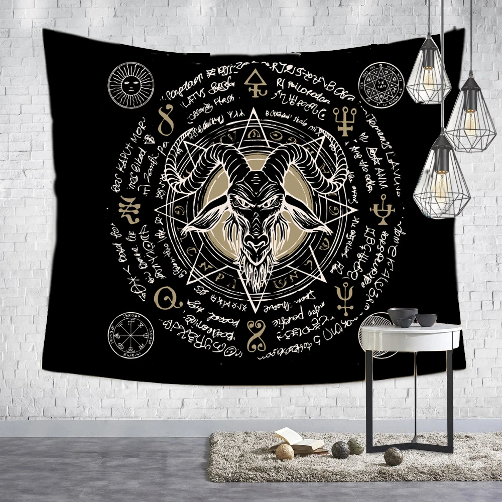 Настенный Гобелен Satanic для колдовства Висячие гобелены таинственная Divination Baphomet