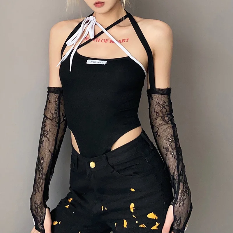 

2021 Wind Spring and Summer New Women's Solid Color Body Short Fashion Strap Hanging Neck Small Vest Woman
