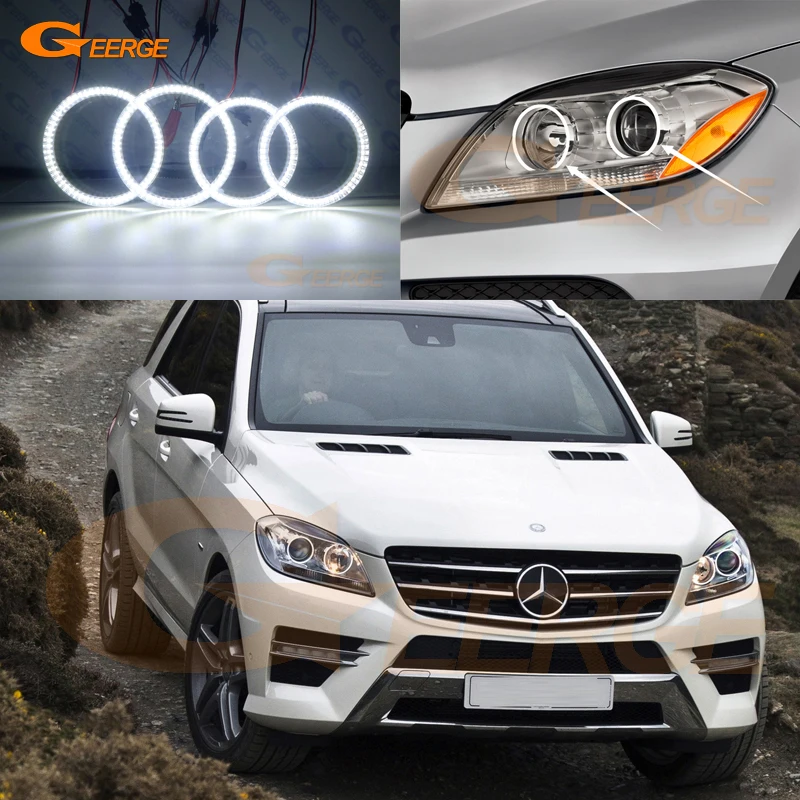 

For Mercedes Benz M Class W166 ML 300 350 400 500 550 63 2011-2015 Ultra bright SMD LED Angel Eyes halo rings kit Day Light