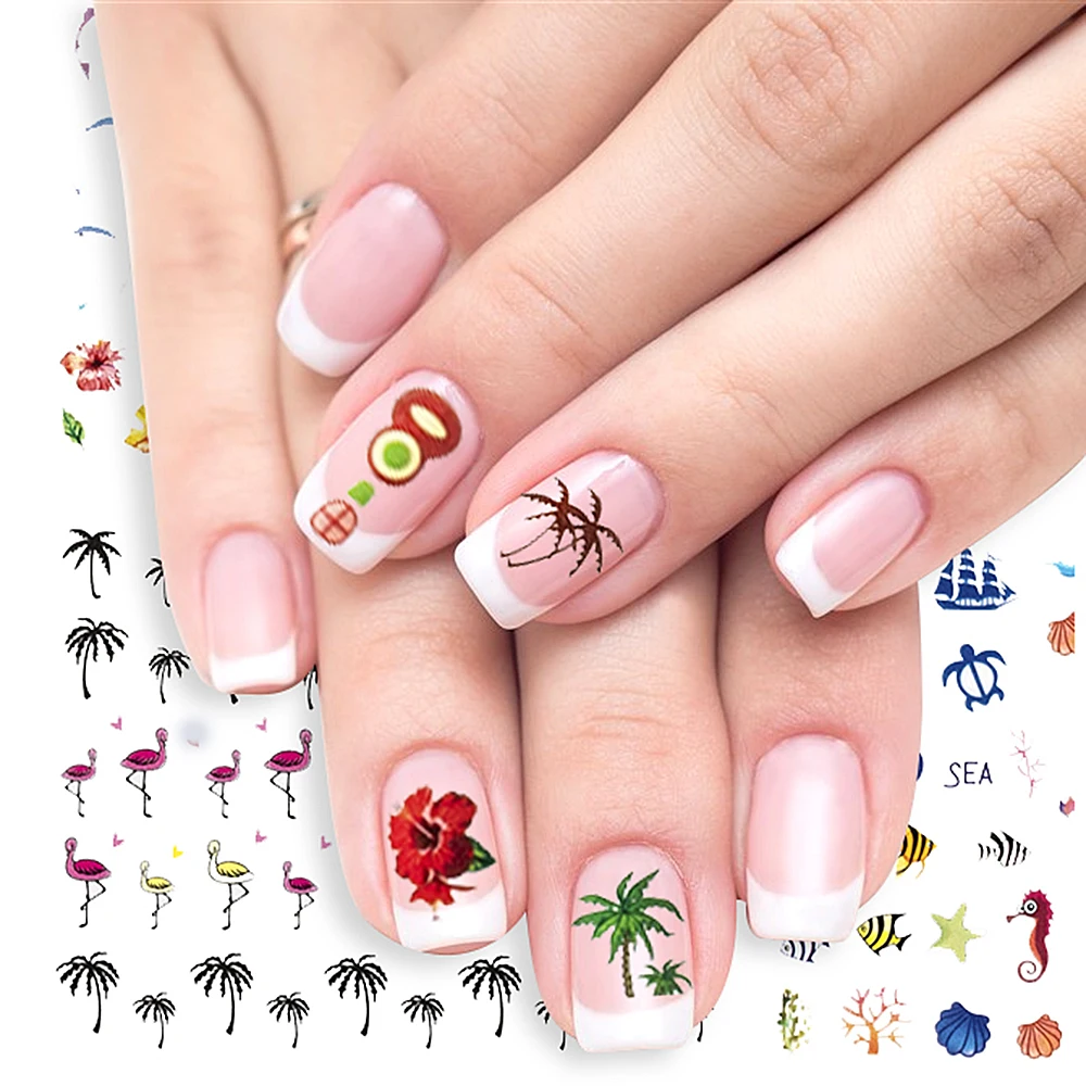 11 шт стикеры 3D на ногти nail Art Переводные картинки под водой пляж русалка стиль мультфильм ногтей Фольга