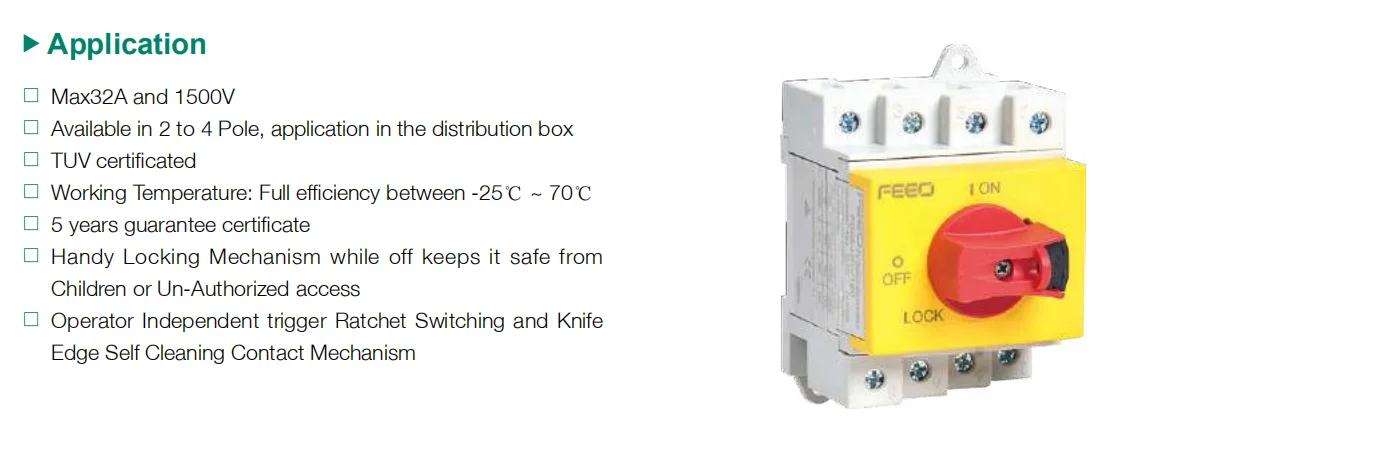 FDIS 4P 32A 1000V солнечный DC lsolator переключатель