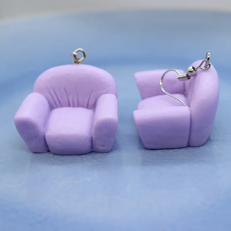 Смешная имитация мебели красочные серьги для дивана Женская мода творческая
