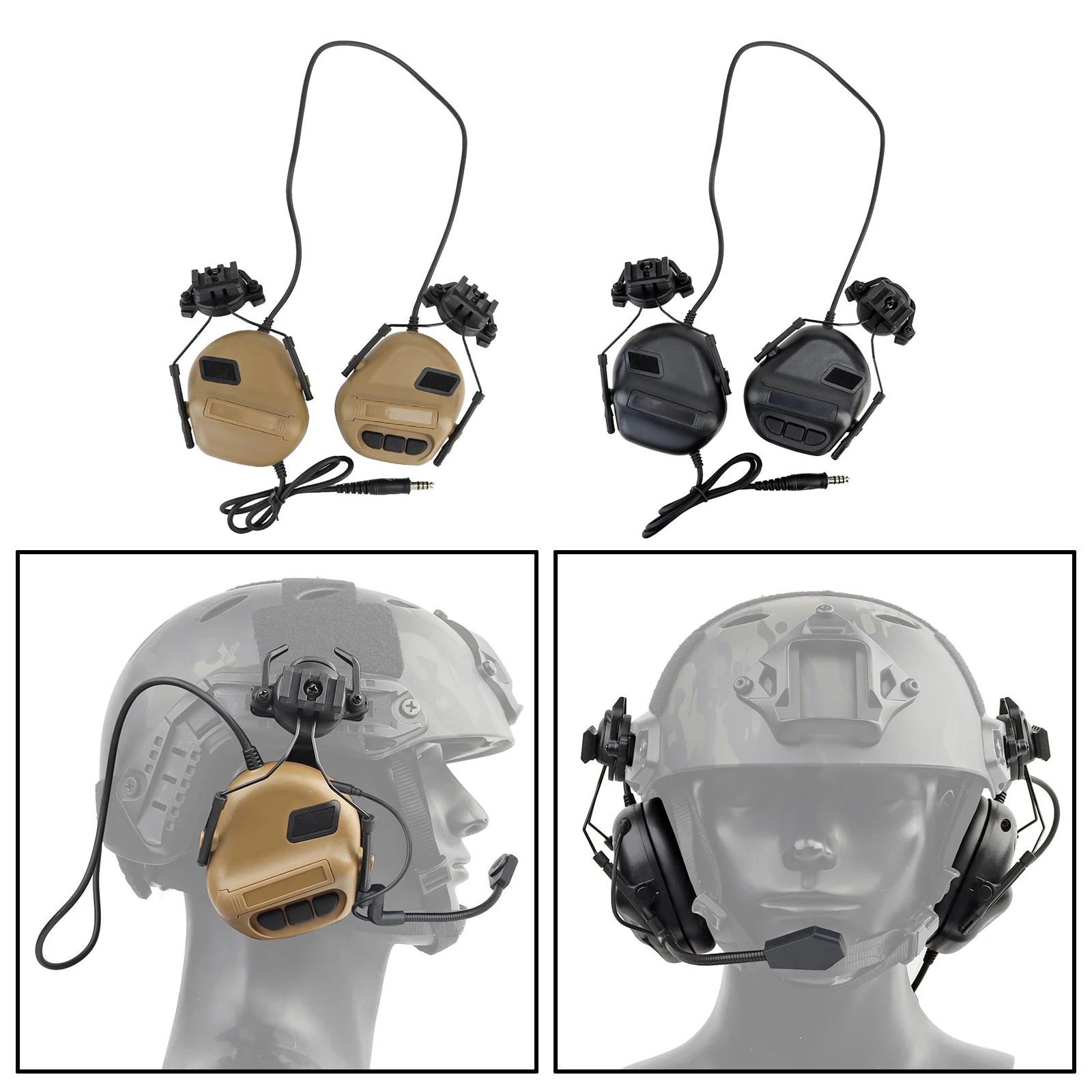 

Tactical Helmet Headset Headphone Heavy Duty Shooting Ear Protection Ear Muffs Hunting Shooting Ear Defender with Microphone