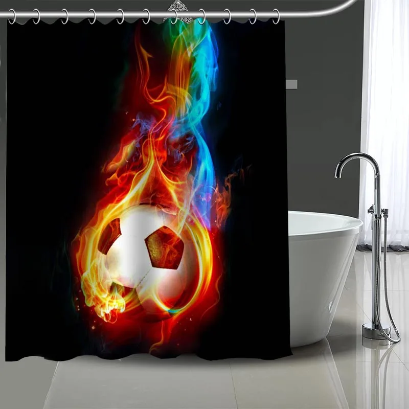 

Hot Sale Soccer Custom Pattern Polyester Bath curtain Waterproof Shower Curtains DIY Bath Screen Printed Curtain for Bathroom