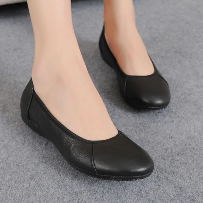 ZZPOHE/Женская обувь с юбкой удобные женские туфли мягкой подошвой черные кожаные