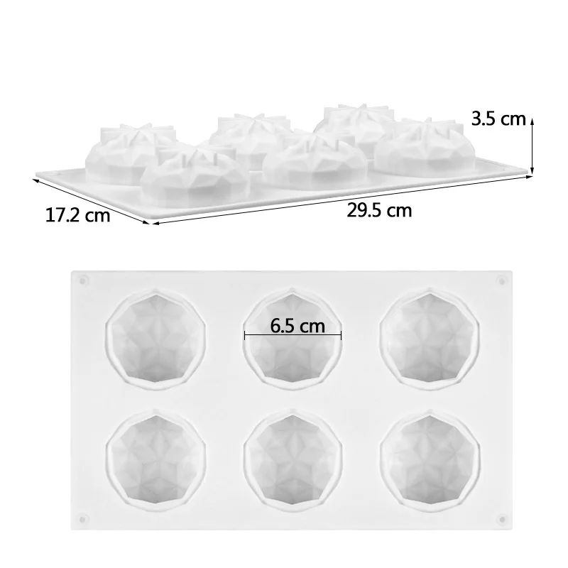 

6 Cavity Diamond Silicone Cake 3D Chocolate Molds for Baking Dessert Ice Mould Moule Mousse DIY Pastry Decorating Tools
