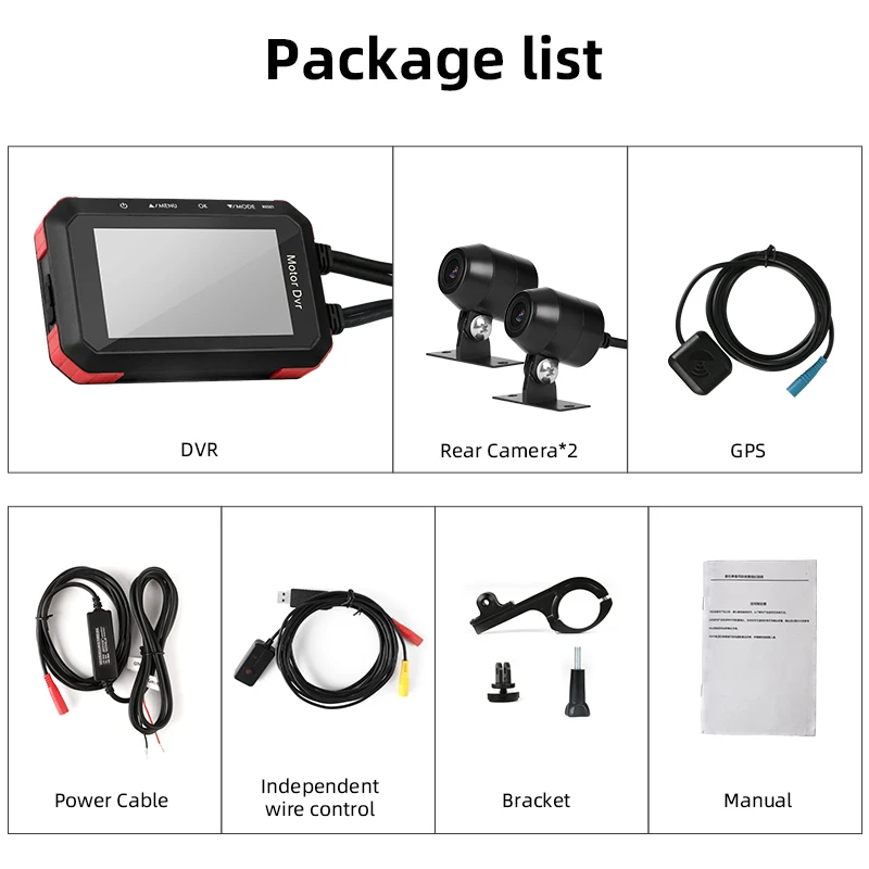 

Vtopek Dash Cam Moto Waterproof Motorcycle Camera FHD 1080P Motorcycle Bike Black Box 2 channel DVR Camera Record HD GPS Track