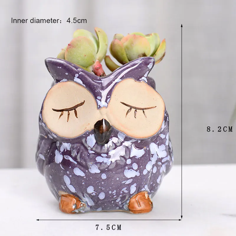 

6pcs Cartoon Owl Shape Succulent Pot Ceramic Succulent Plant Flower Pot Container Planter Bonsai Pots Plant Pot