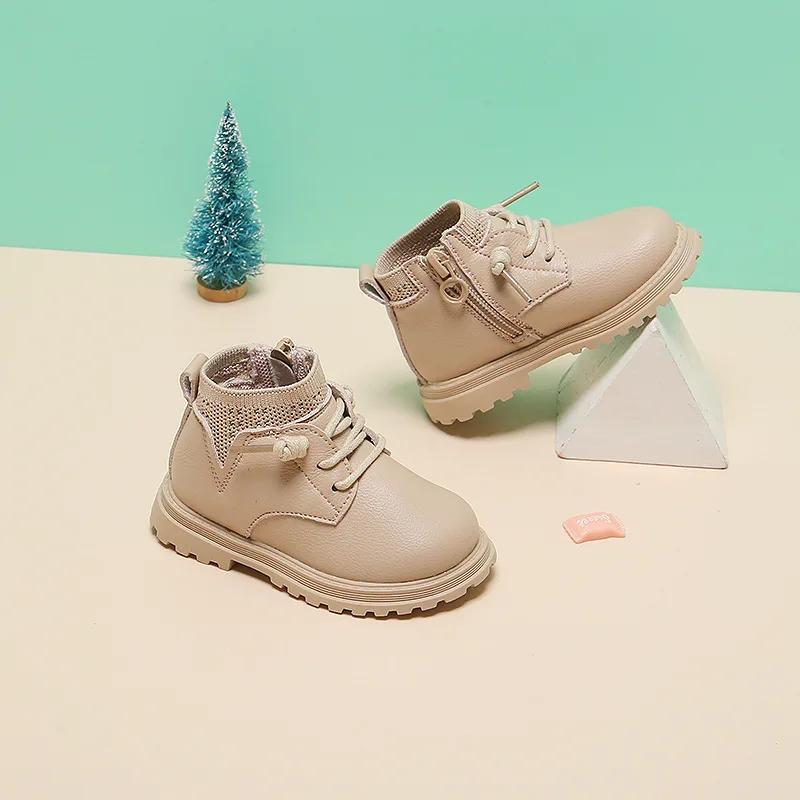 Ботинки Детские демисезонные из ПУ кожи и трикотажа на возраст 0-3 года 12-15 5 см |