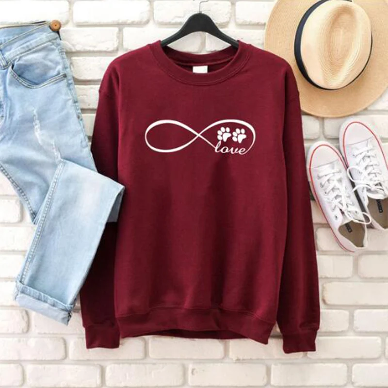 Свитшот женский с принтом Любовь и лапы|Женские толстовки свитшоты| |
