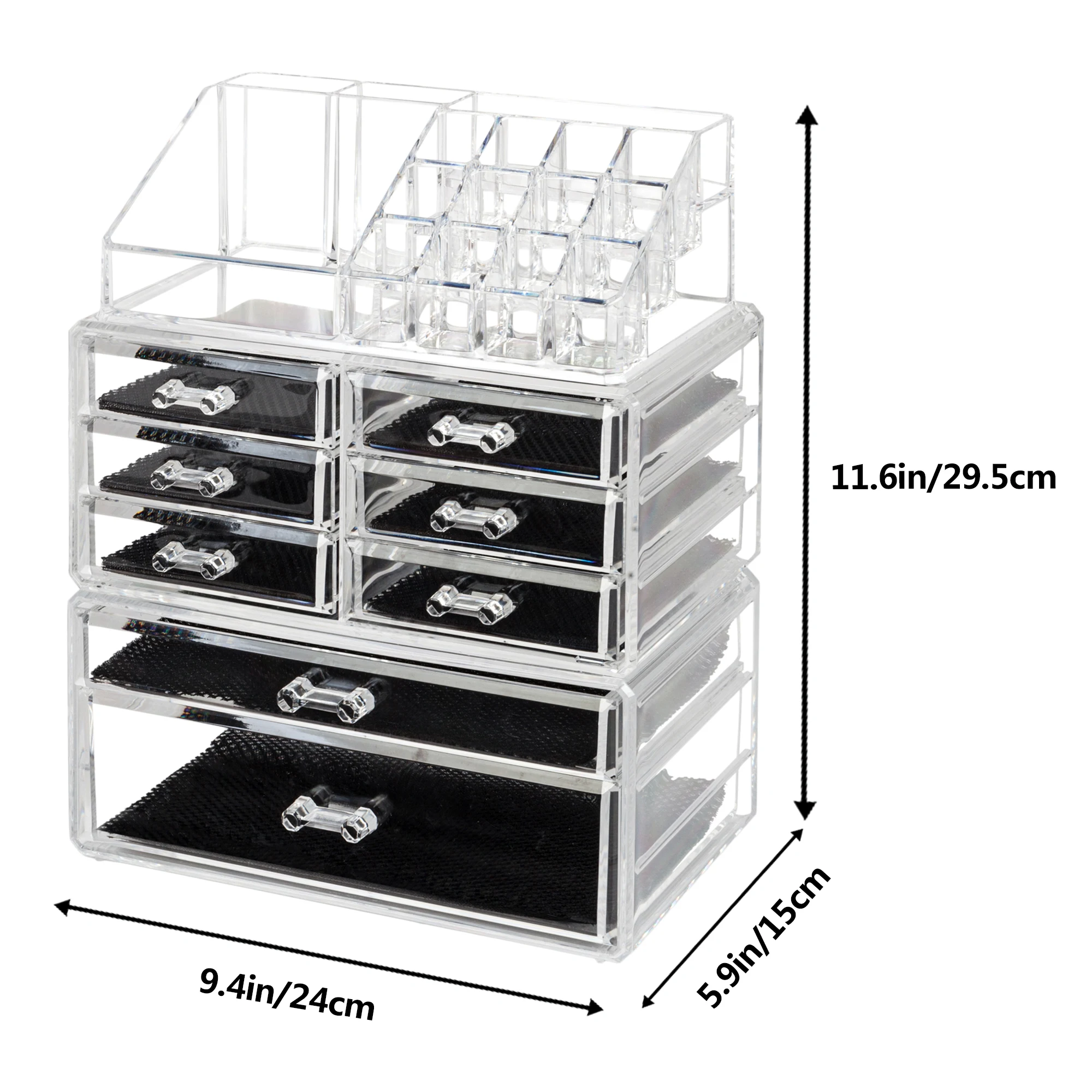 

Cosmetics Storage Rack with 6 Small & 2 Large Drawers Transparent