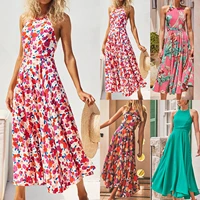 women%e2%80%99s sexy flowers print dress sleeveless v neck floral long dress summer beach dress boho stripe printing dress robe femme