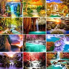 Алмазная 5D картина сделай сам, Набор для вышивки крестиком водопад, пейзаж, полноразмерная вышивка, мозаика, искусство, картина Стразы, домашний декор