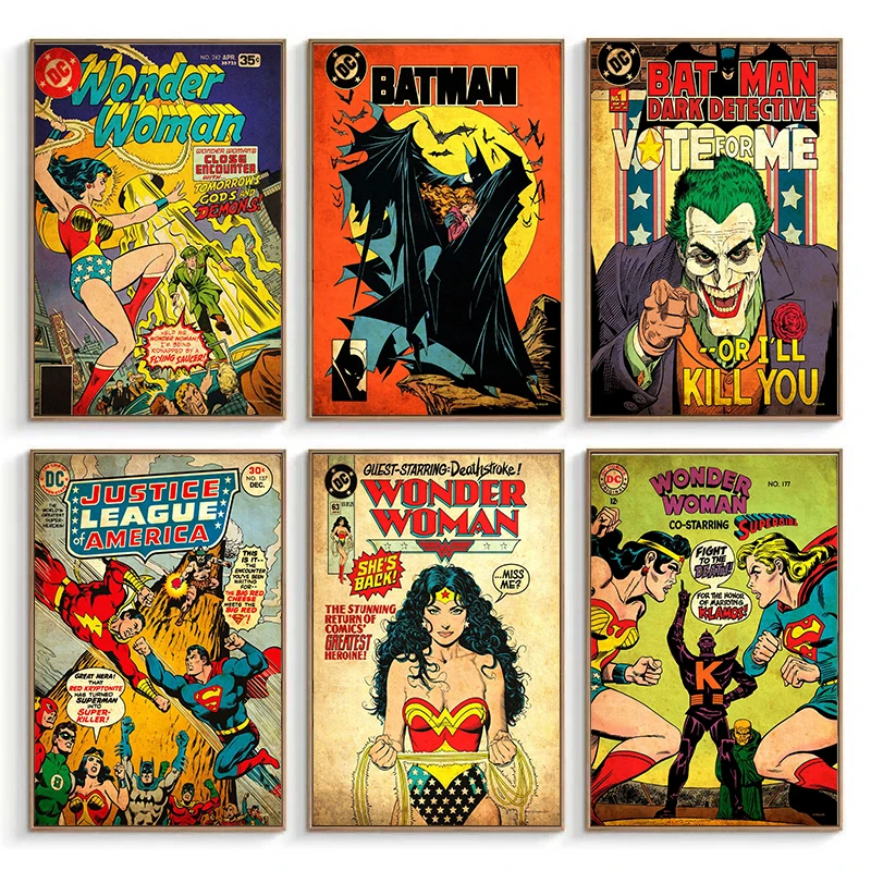 Плакаты из комиксов DC в стиле ретро Лига Справедливости винтажная Картина на