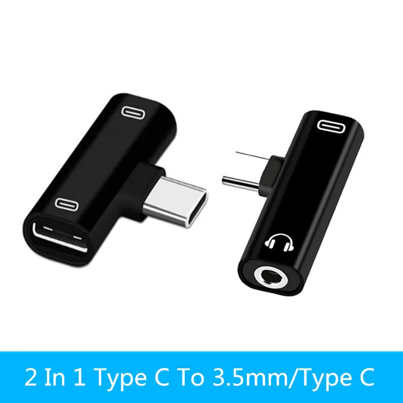 Аудиоадаптер Mini Type C 2 в 1 кабель для наушников с разъемом Type-C на 3 5 мм USB-C зарядный