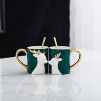 creative nordic cup a pair of mugs couple cup with spoon coffee cup gift for him and her on valentines birthday engagement
