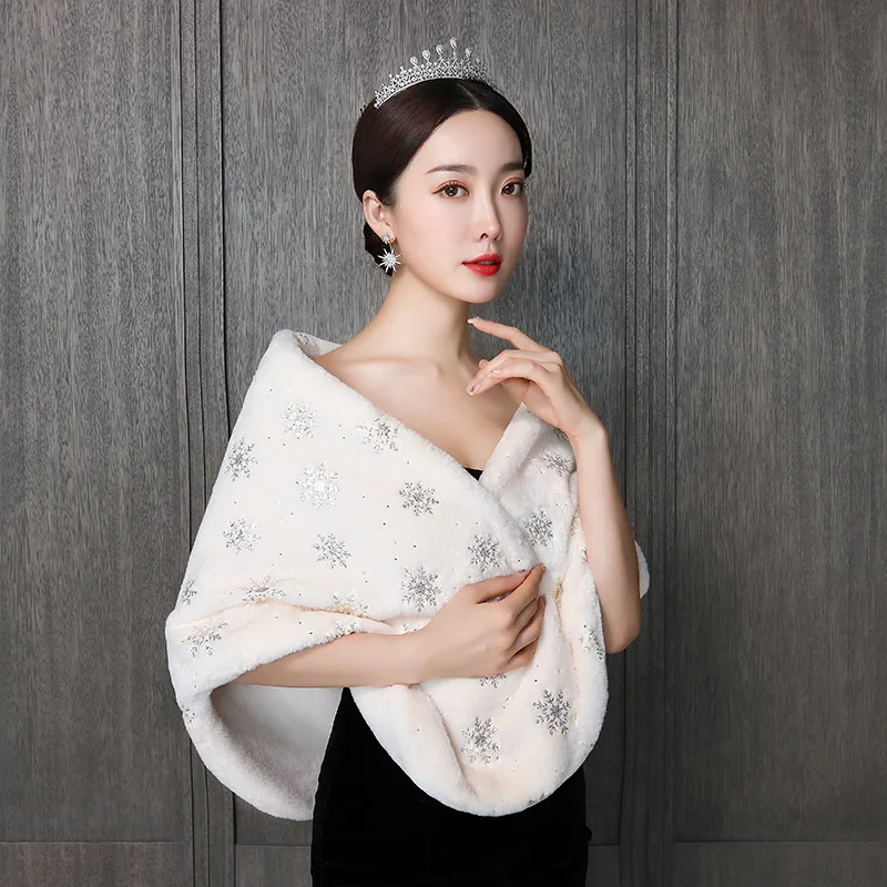 1 шт. зимняя теплая меховая шаль для невесты|Свадебные жакеты/накидки| |