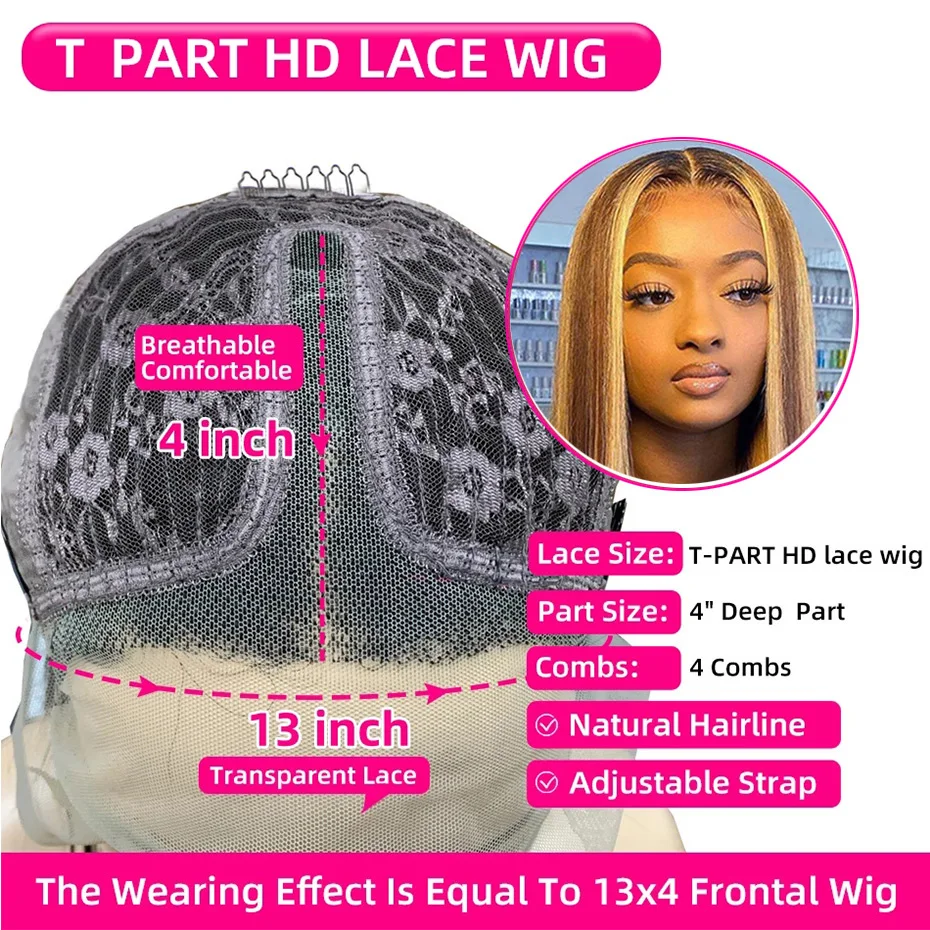 

Highlight Wigs Colored Human Hair Wigs For Women Malaysian Ombre Straight 13x4 Lace Front Human Hair Wigs HD Lace Frontal Wigs