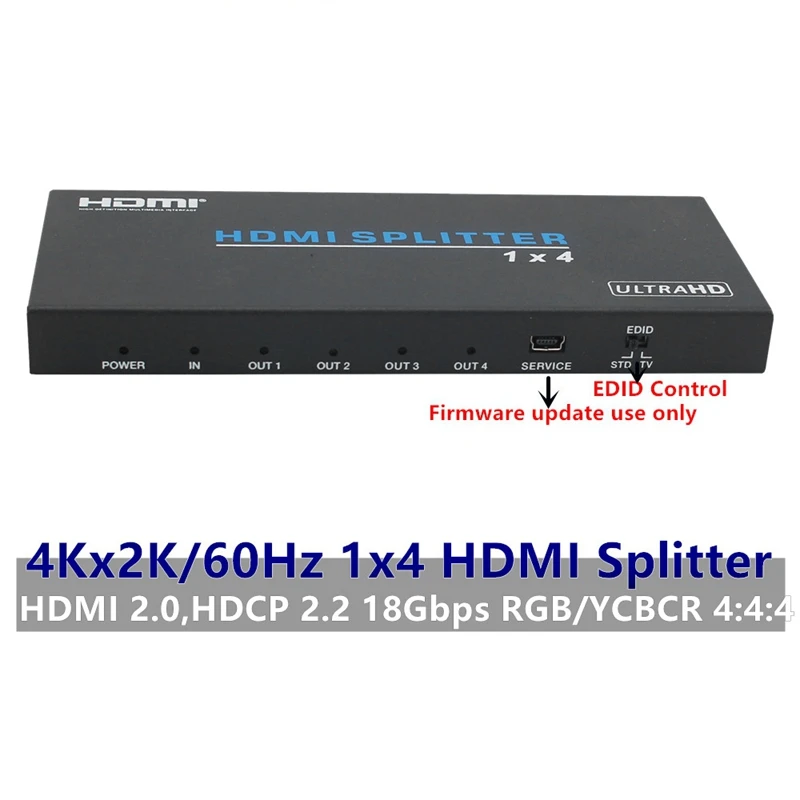 1X4 HDMI сплиттер Adatper Split 4K/60Hz 3D HDR 1080P Hub EDID Control для DVD PS3 CCTV EU Plug | Электроника
