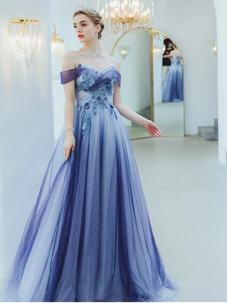 Морское голубое постепенное свадебное платье для свадьбы салюта банкета