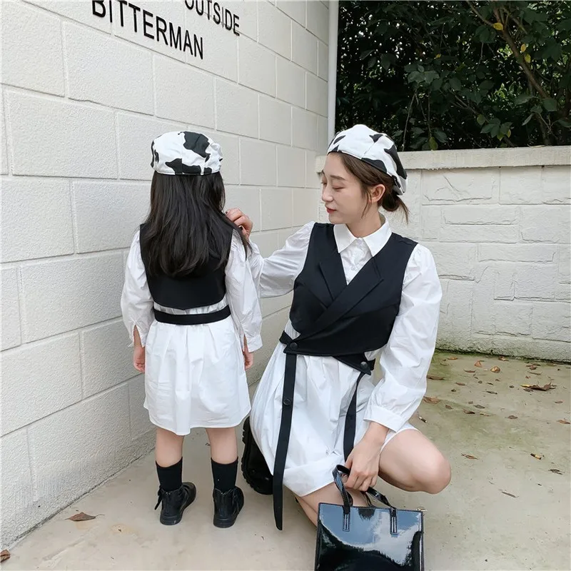 Платье для родителей и детей рубашка девочек жилет куртка платье матери